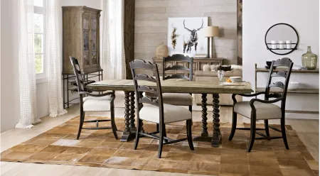 La Grange Rectangular Adjustable-Height Dining Table with Two Leaves in Antique Varnish by Hooker Furniture