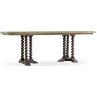 La Grange Rectangular Adjustable-Height Dining Table with Two Leaves in Antique Varnish by Hooker Furniture