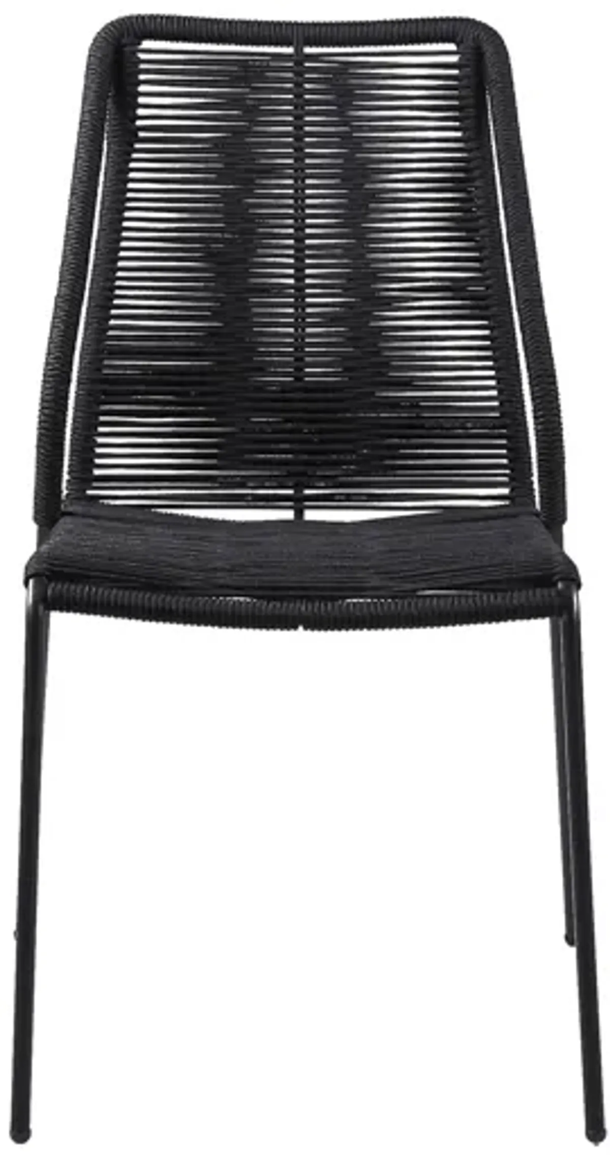 Clip Indoor Outdoor Stackable Steel Dining Chair with Black Rope - Set of 2 in Black by Armen Living