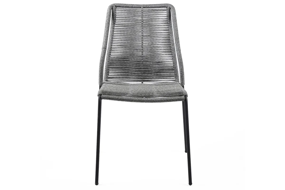 Clip Indoor Outdoor Stackable Steel Dining Chair with Gray Rope - Set of 2 in Gray by Armen Living