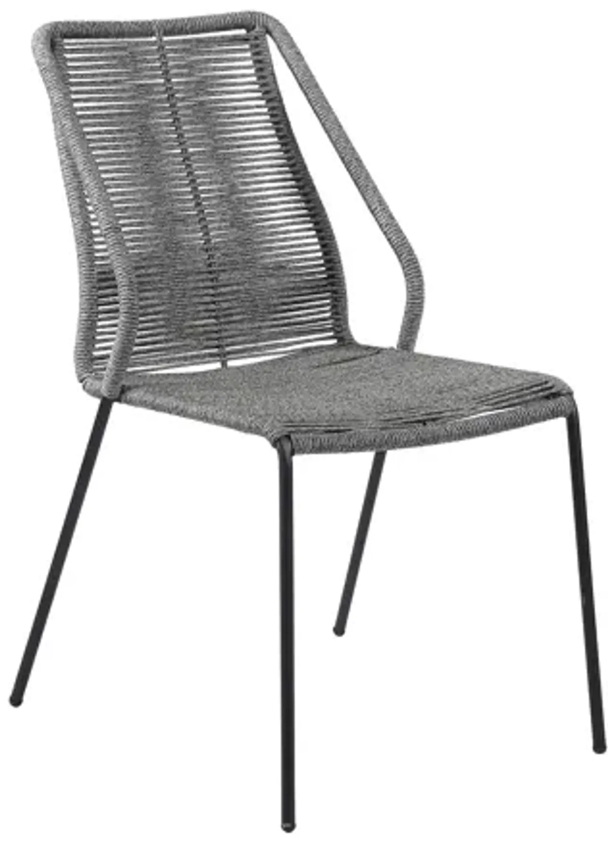 Clip Indoor Outdoor Stackable Steel Dining Chair with Gray Rope - Set of 2