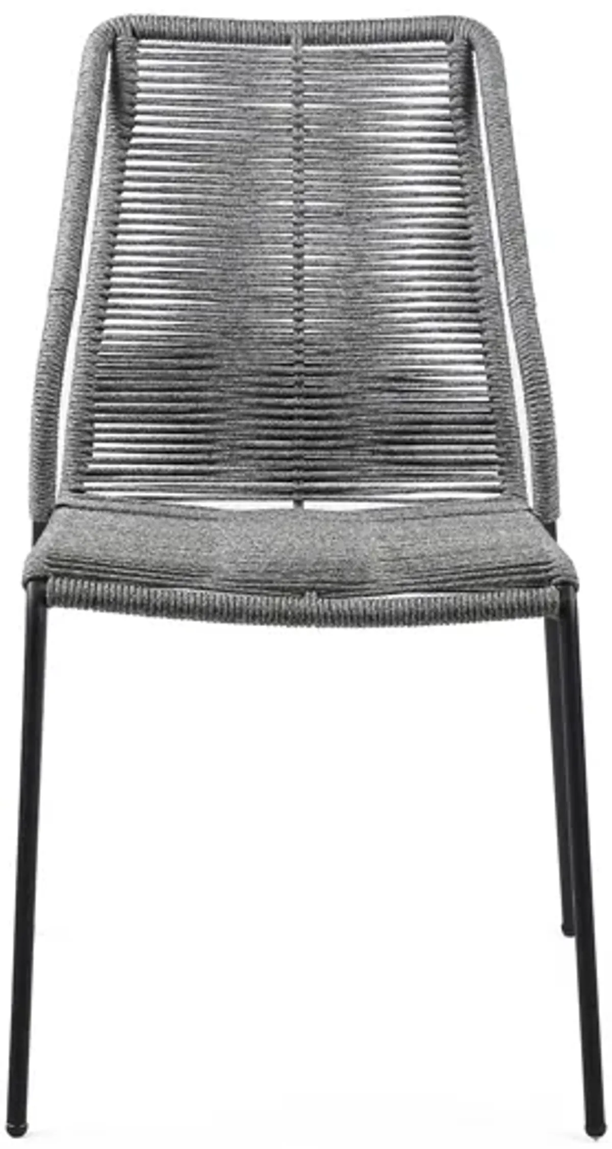 Clip Indoor Outdoor Stackable Steel Dining Chair with Gray Rope - Set of 2