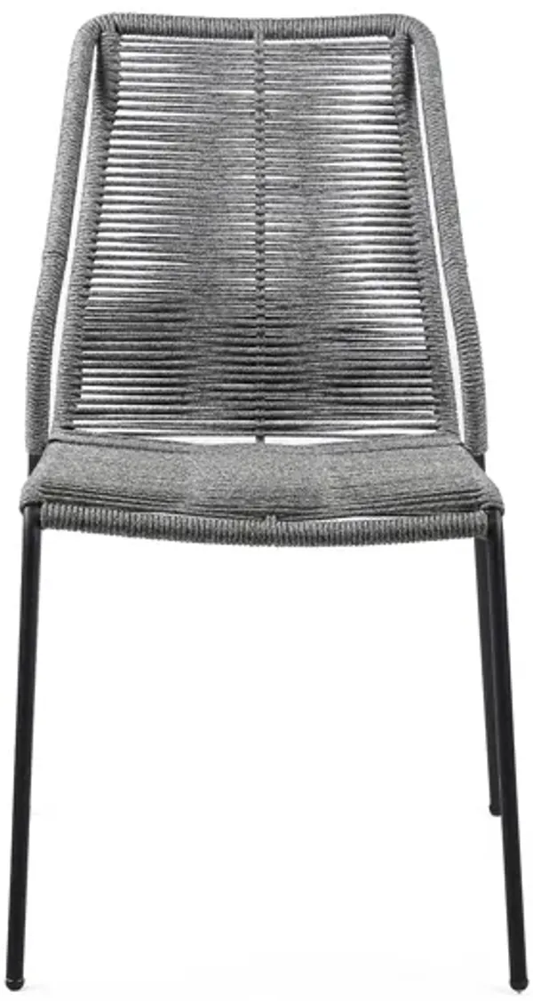 Clip Indoor Outdoor Stackable Steel Dining Chair with Gray Rope - Set of 2