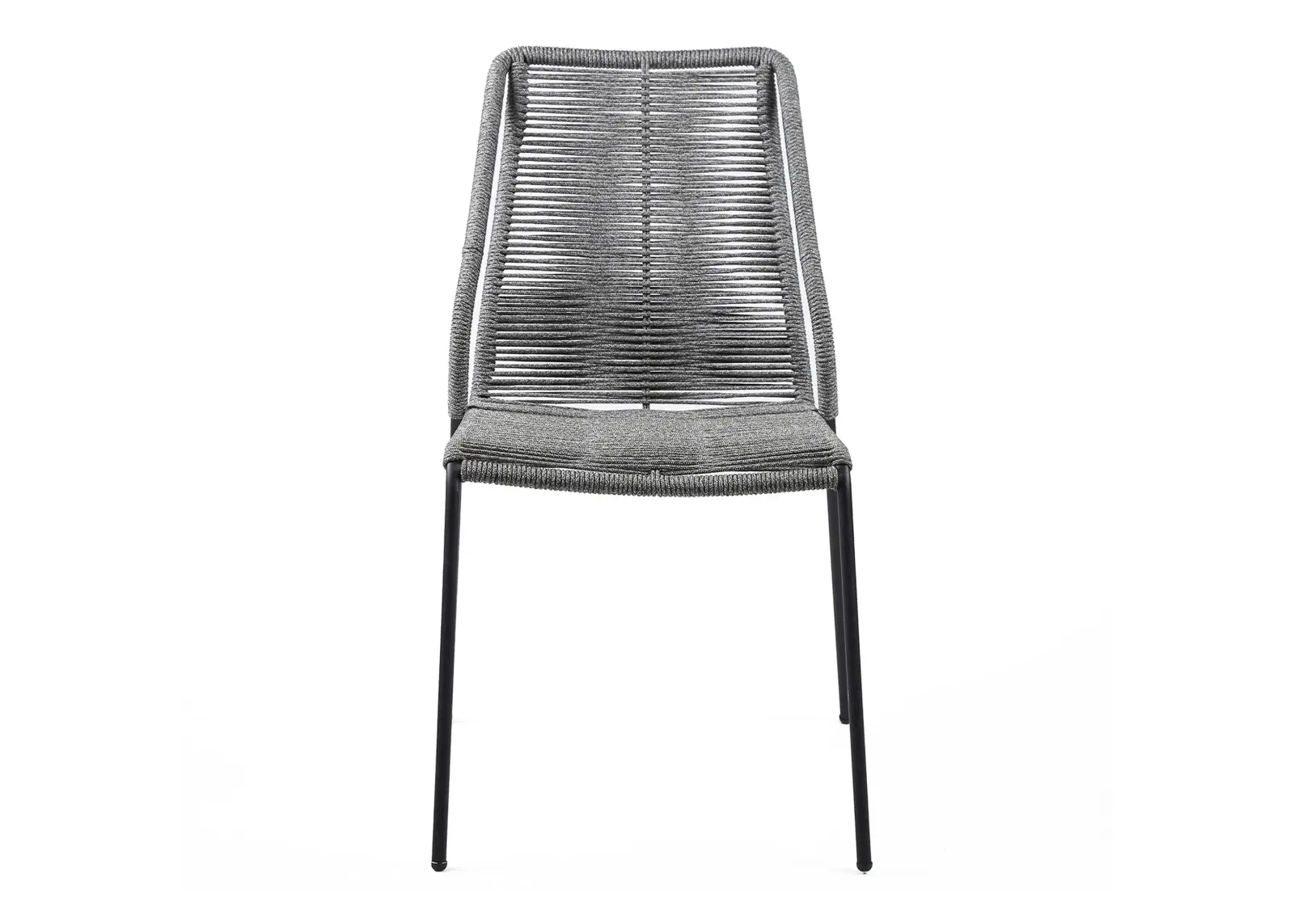 Clip Indoor Outdoor Stackable Steel Dining Chair with Gray Rope - Set of 2 in Gray by Armen Living