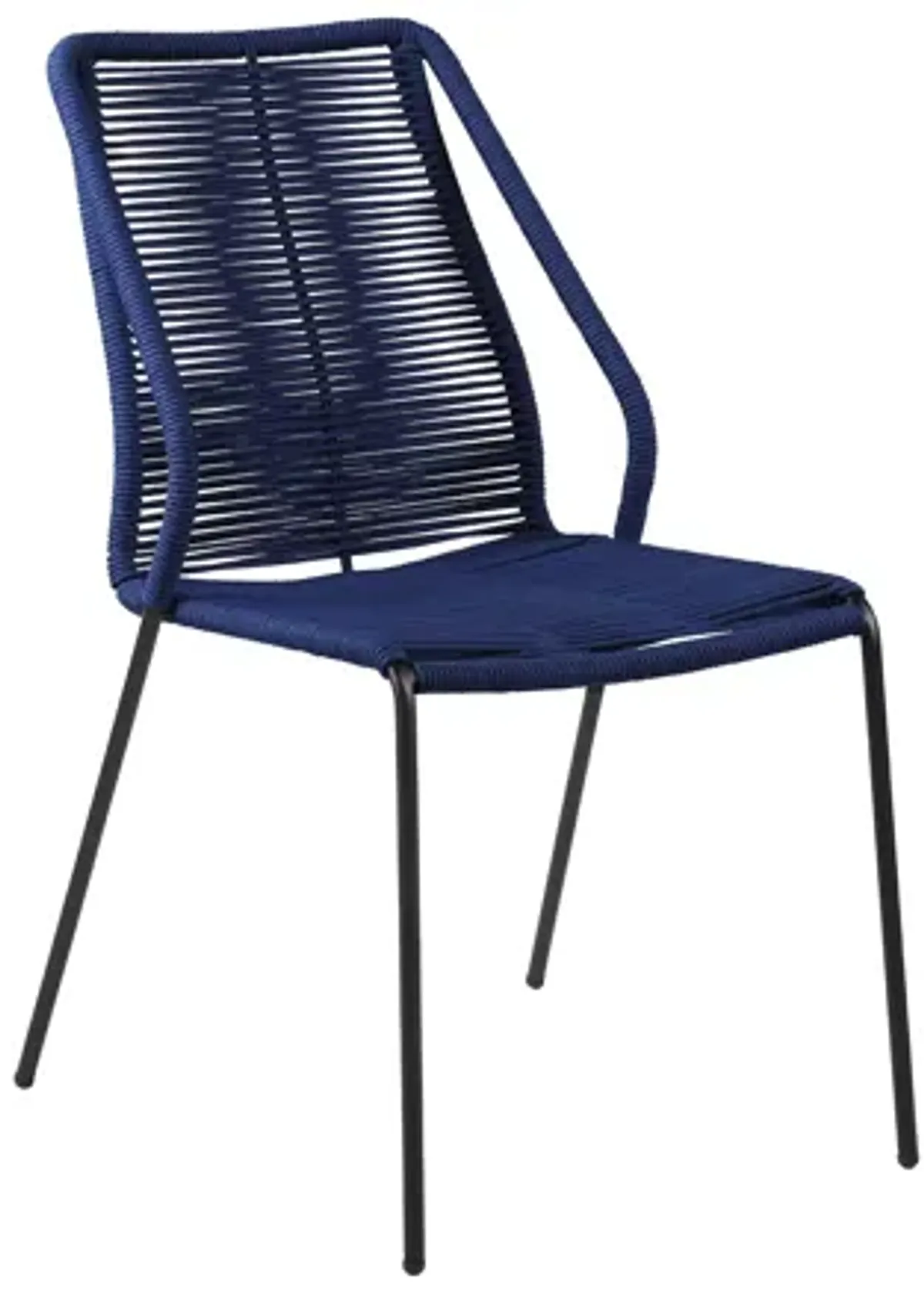 Clip Indoor Outdoor Stackable Steel Dining Chair with Blue Rope - Set of 2