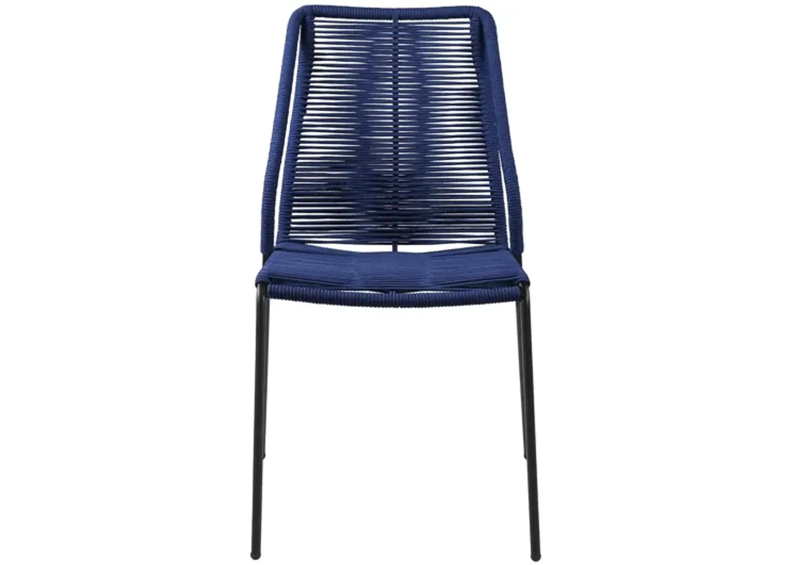 Clip Indoor Outdoor Stackable Steel Dining Chair with Blue Rope - Set of 2 in Blue by Armen Living