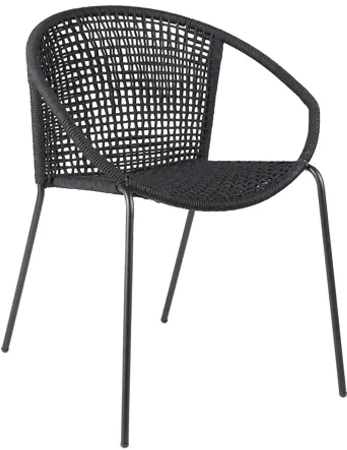 Snack Indoor Outdoor Stackable Steel Dining Chair with Black Rope - Set of 2