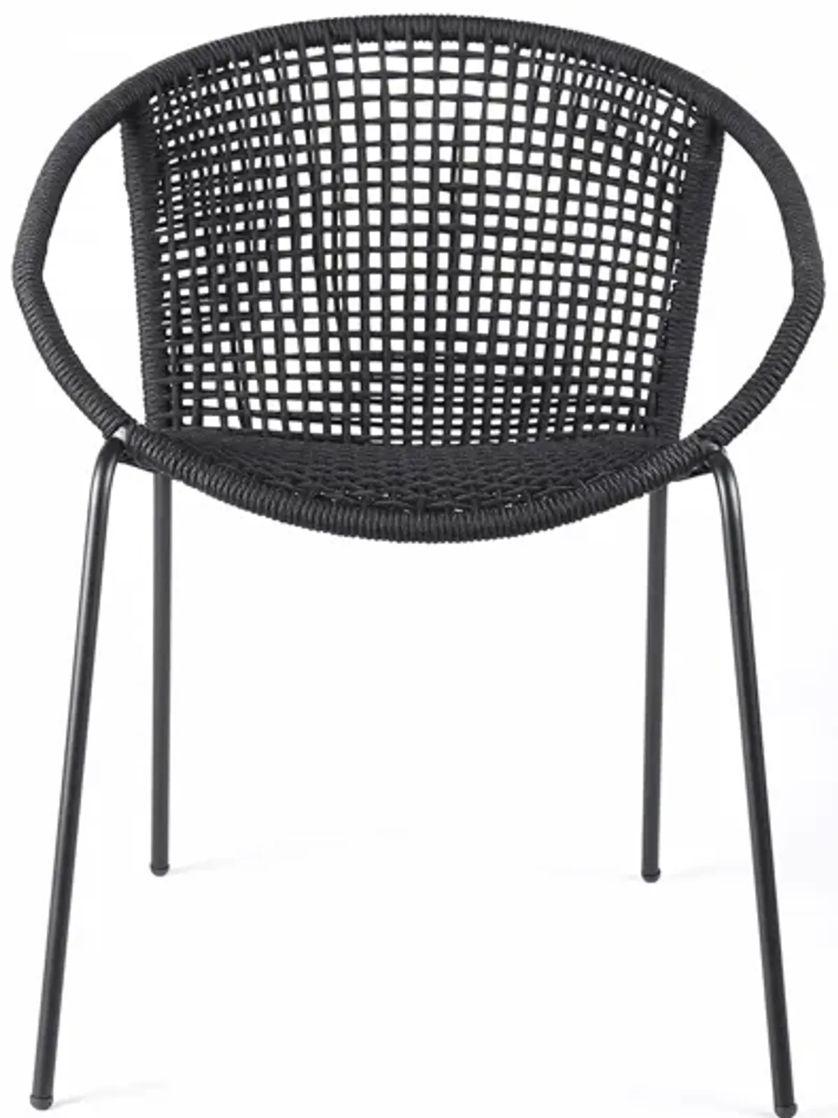 Snack Indoor Outdoor Stackable Steel Dining Chair with Black Rope - Set of 2