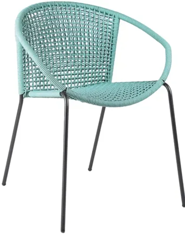 Snack Indoor Outdoor Stackable Steel Dining Chair with Wasabi Rope - Set of 2