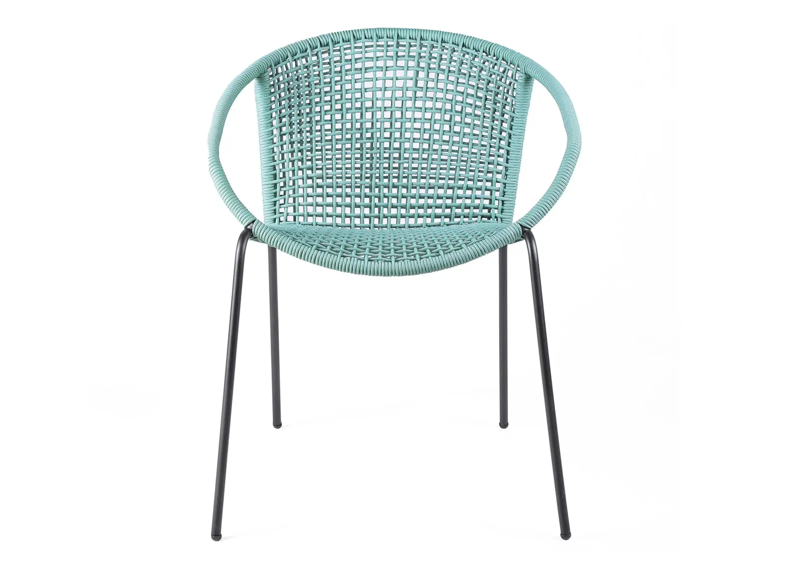 Snack Indoor Outdoor Stackable Steel Dining Chair with Wasabi Rope - Set of 2 in Wasabi by Armen Living