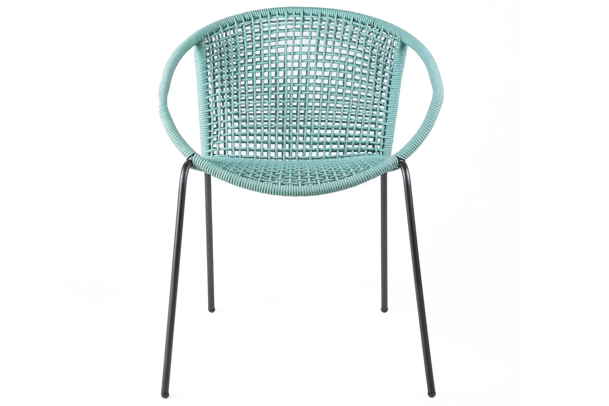 Snack Indoor Outdoor Stackable Steel Dining Chair with Wasabi Rope - Set of 2 in Wasabi by Armen Living