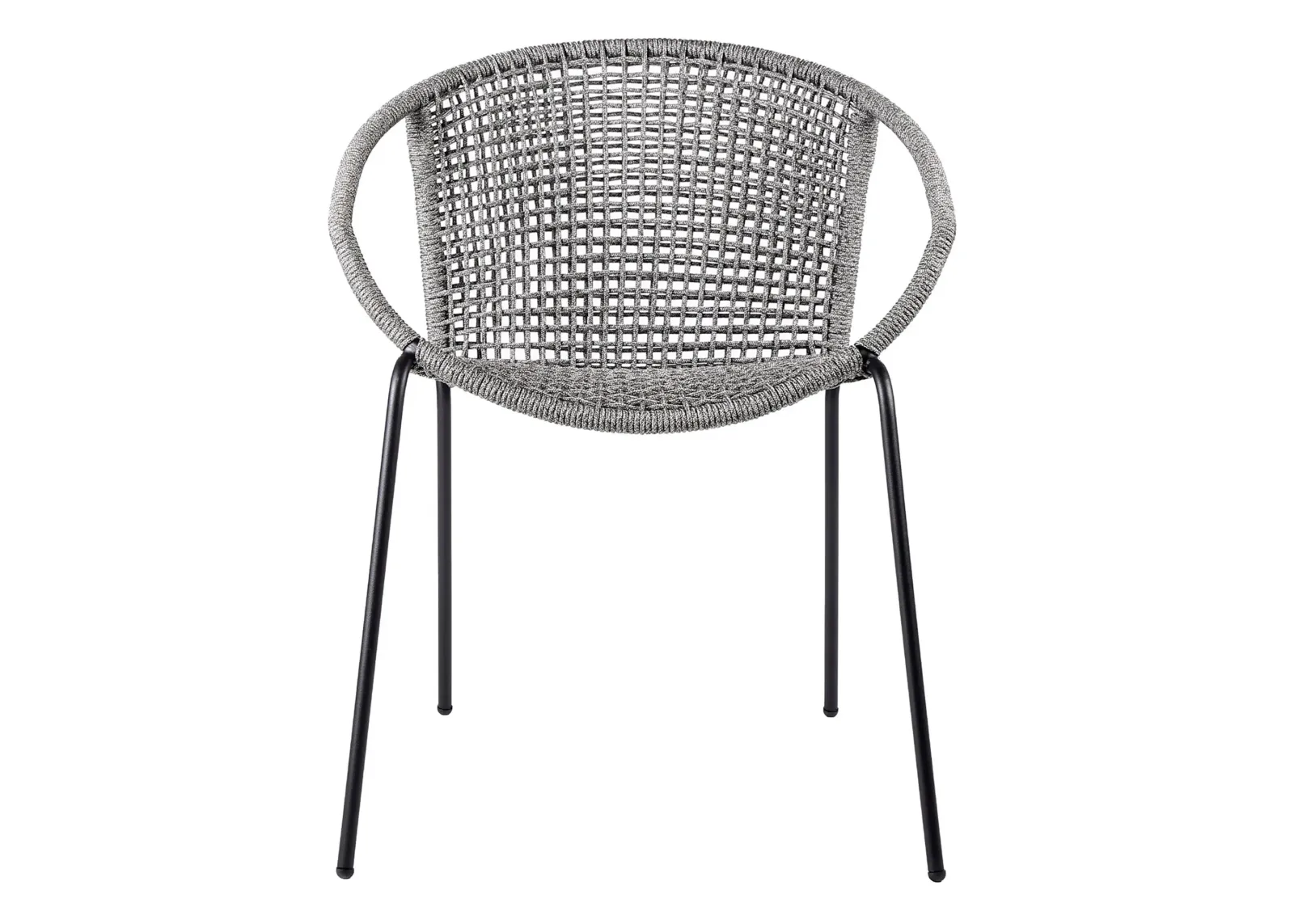 Snack Indoor Outdoor Stackable Steel Dining Chair with Gray Rope - Set of 2 in Gray by Armen Living