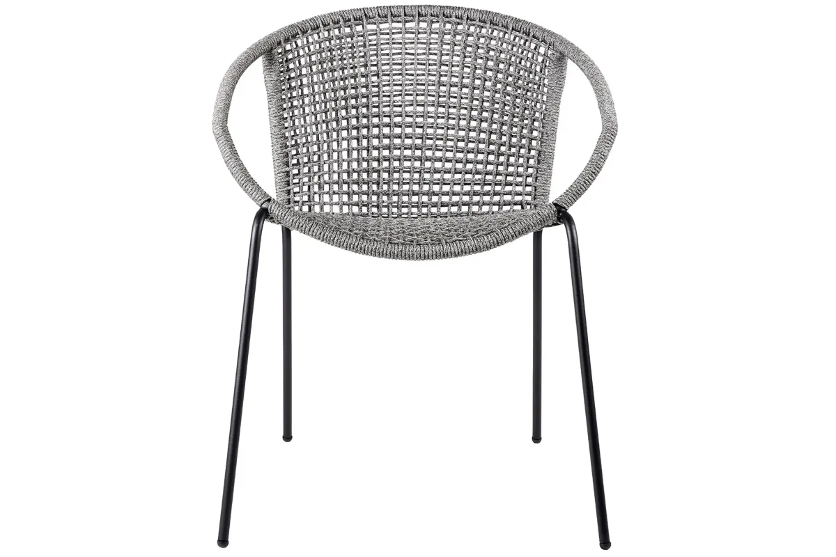 Snack Indoor Outdoor Stackable Steel Dining Chair with Gray Rope - Set of 2 in Gray by Armen Living