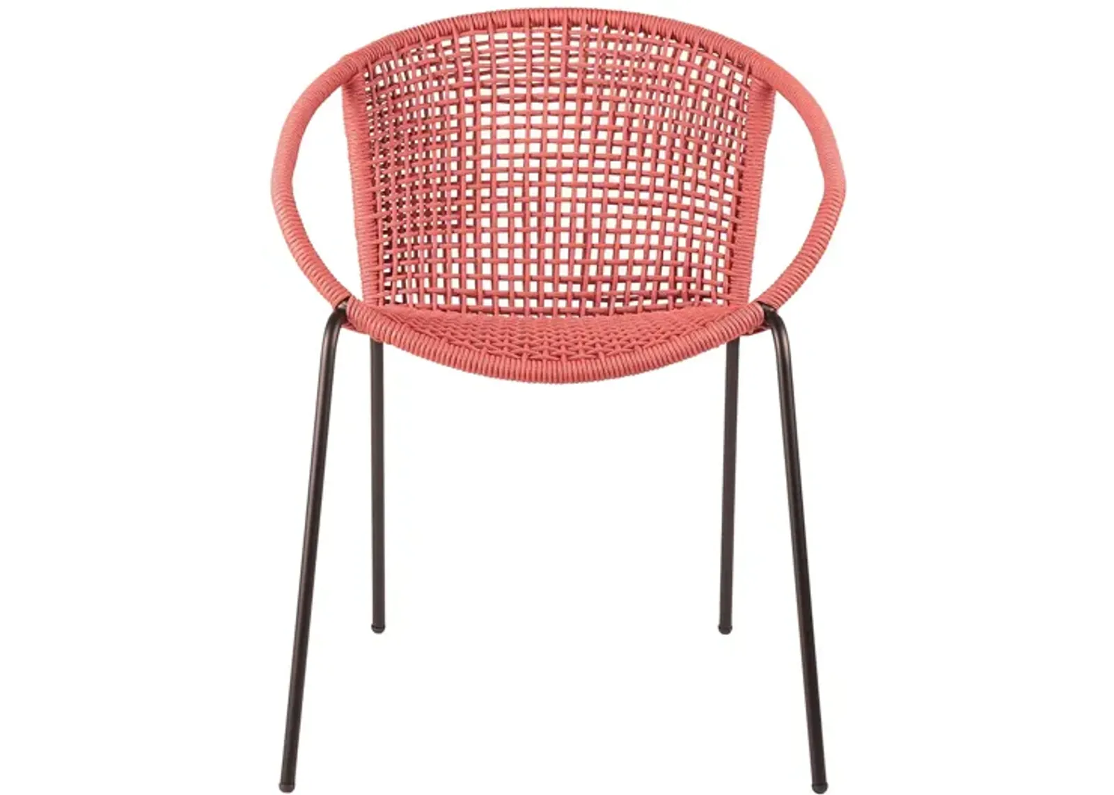 Snack Indoor Outdoor Stackable Steel Dining Chair with Brick Red Rope - Set of 2 in Brick Red by Armen Living