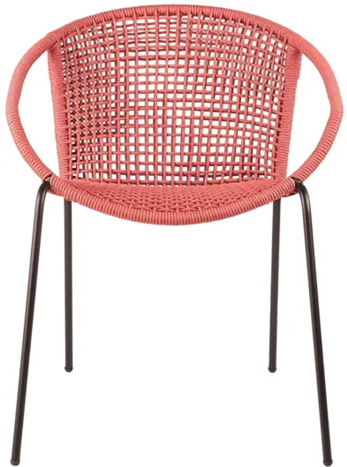 Snack Indoor Outdoor Stackable Steel Dining Chair with Brick Red Rope - Set of 2 in Brick Red by Armen Living