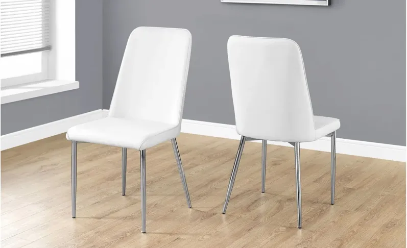 Monarch Cushioned Dining Chair- Set of 2 in White by Monarch Specialties