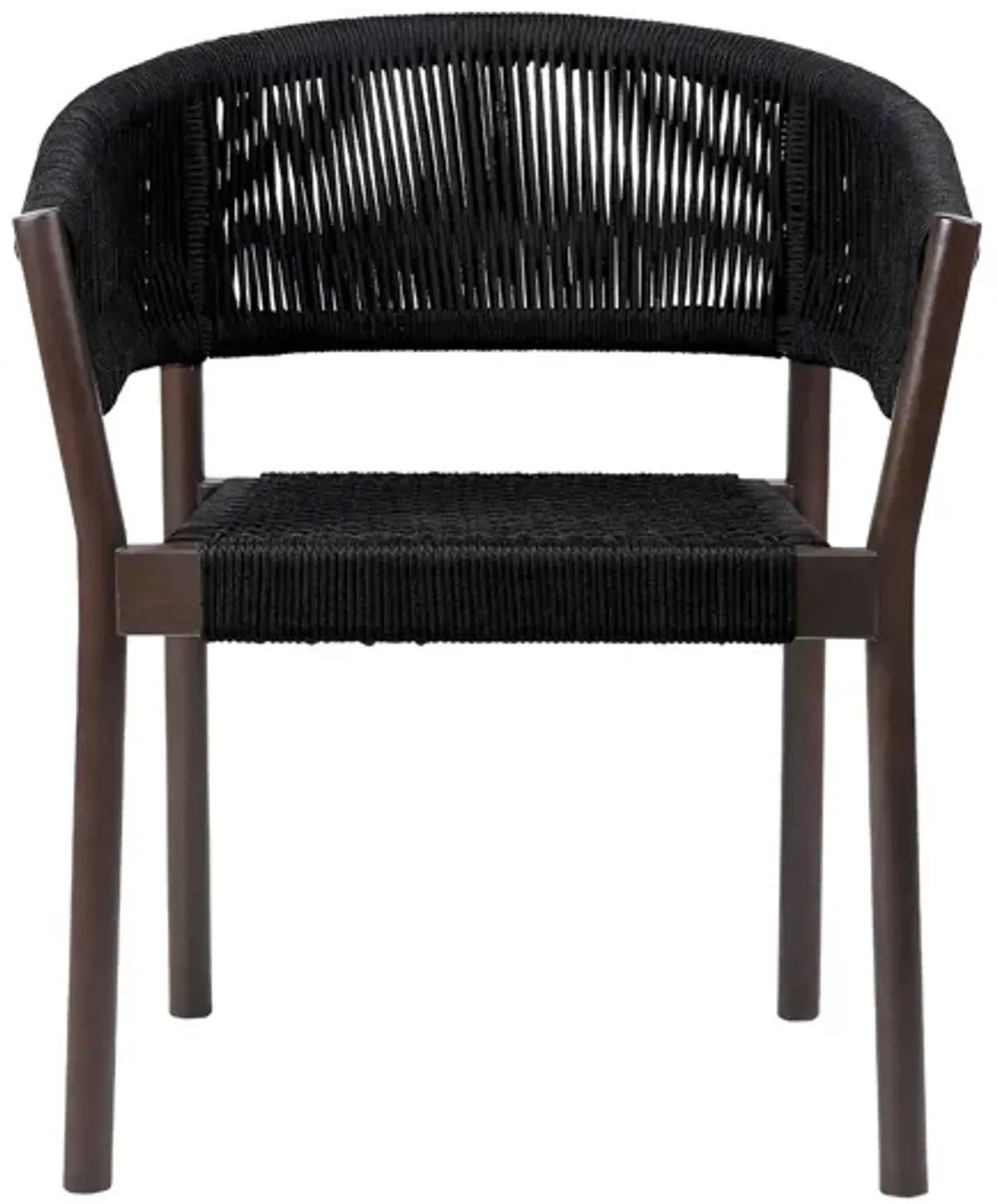Doris Outdoor Patio Dining Chair in Dark Eucalyptus Wood with Black Rope - Set of 2