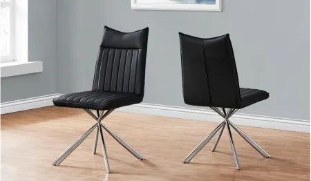 Monarch Chrome Starburst Dining Chair - Set Of 2 in Black by Monarch Specialties