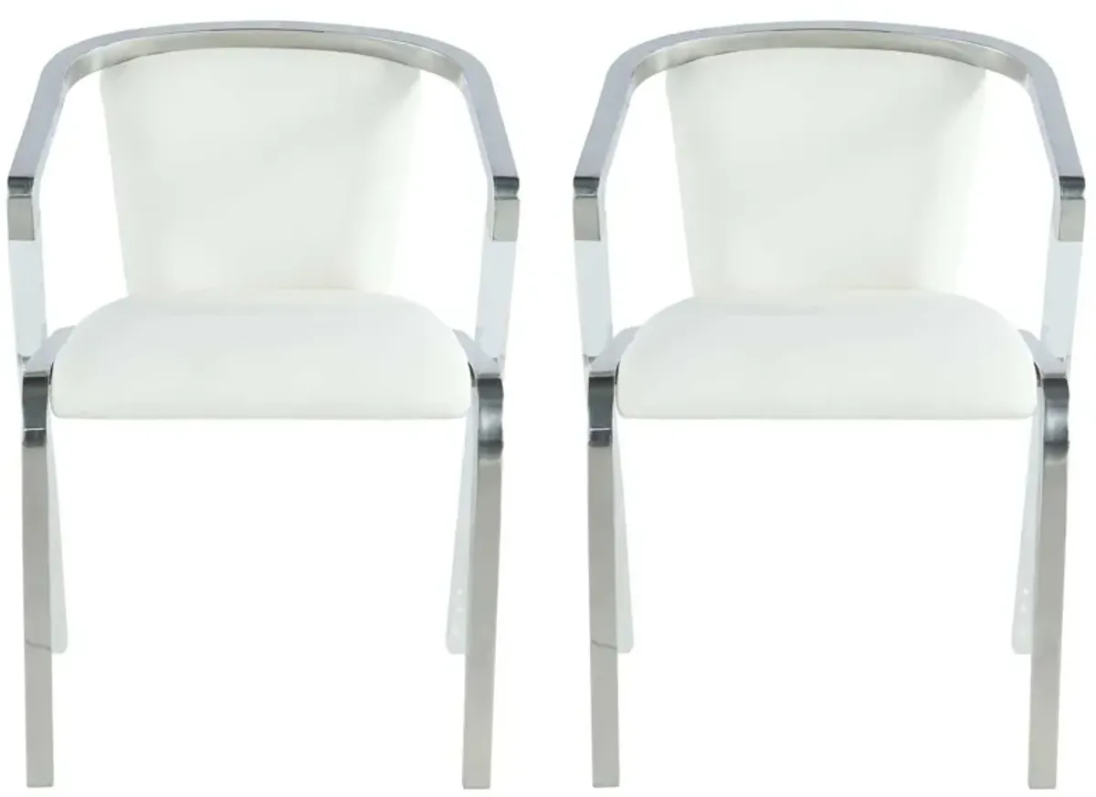 Bruna Arm Chair - Set of 2 in White by Chintaly Imports