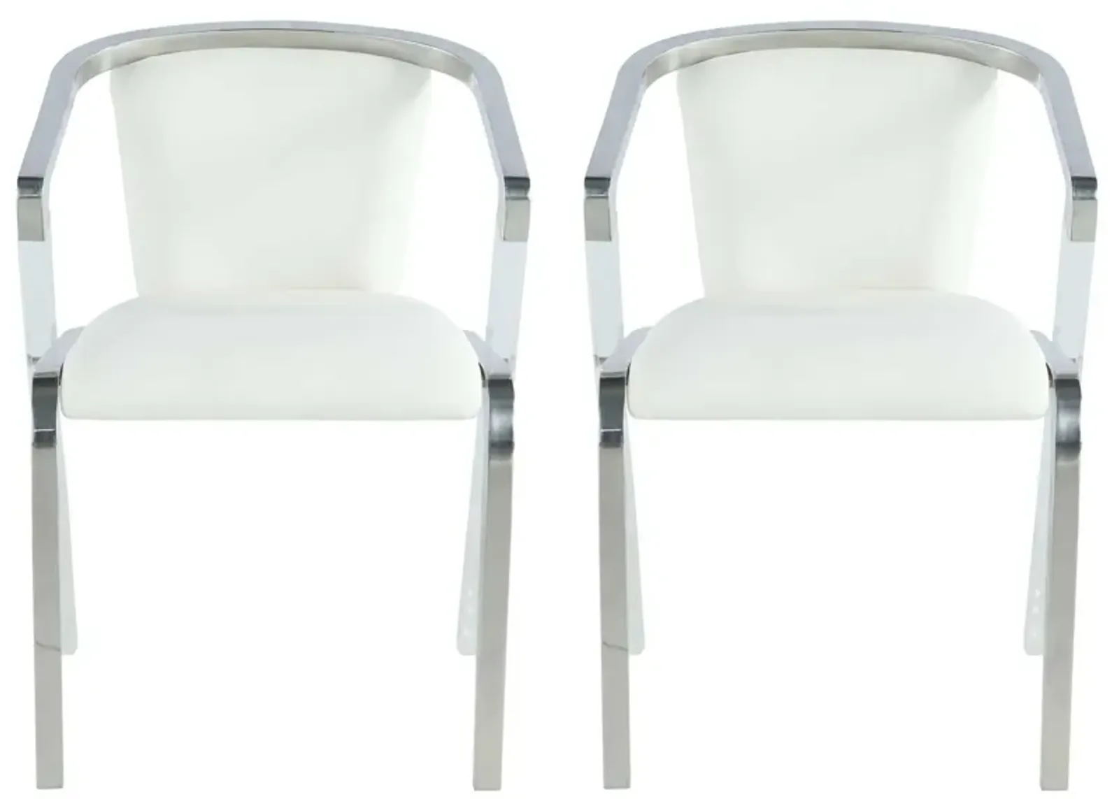 Bruna Arm Chair - Set of 2 in White by Chintaly Imports