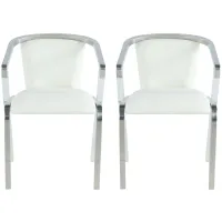 Bruna Arm Chair - Set of 2 in White by Chintaly Imports
