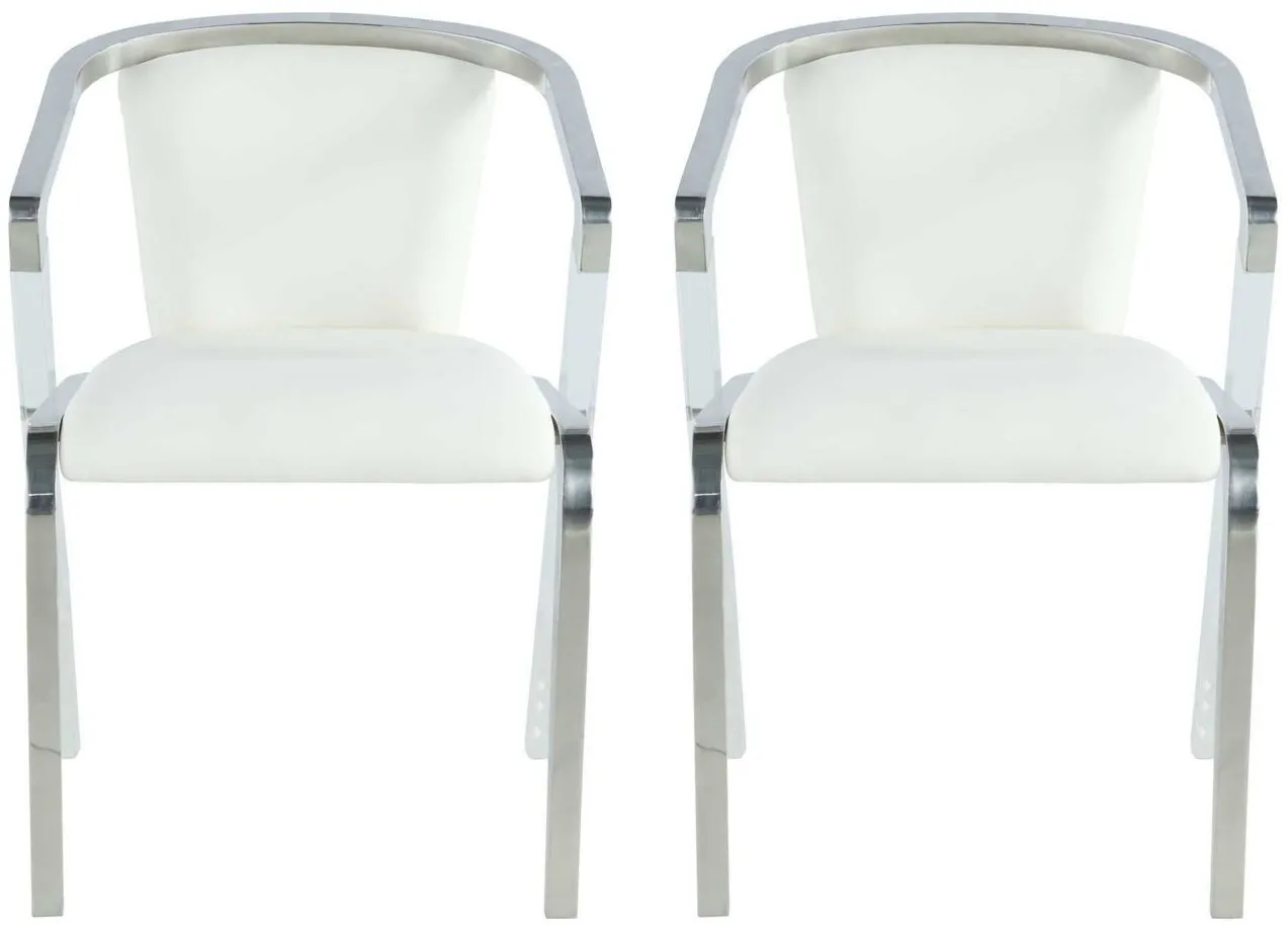 Bruna Arm Chair - Set of 2 in White by Chintaly Imports