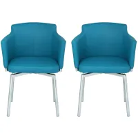 Dusty Dining Chair - Set of 2 in Turquoise by Chintaly Imports
