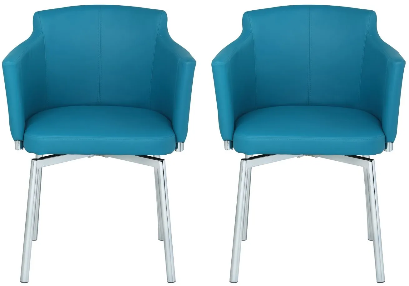 Dusty Dining Chair - Set of 2 in Turquoise by Chintaly Imports