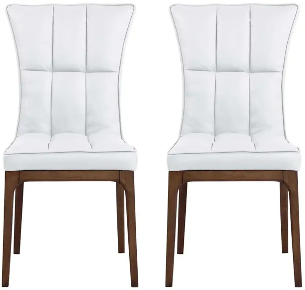 Peggie Dining Chair - Set of 2 in Walnut and White by Chintaly Imports