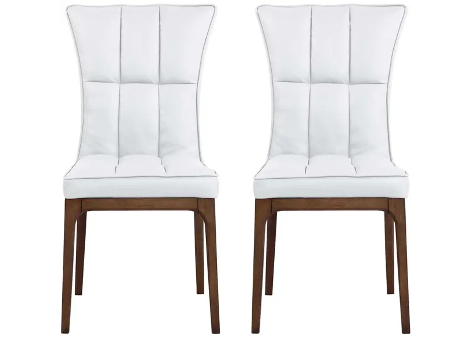 Peggie Dining Chair - Set of 2 in Walnut and White by Chintaly Imports