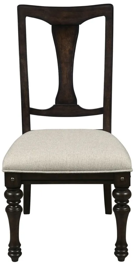 Cooper Falls Wood Back Side Chair in Brown;Cream by Samuel Lawrence