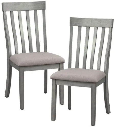 Brim Dining Room Side Chair, Set of 2 in Wire Brushed Light Gray by Homelegance