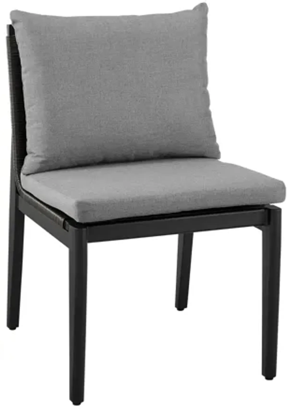 Cayman Outdoor Patio Dining Chairs in Aluminum with Gray Cushions - Set of 2