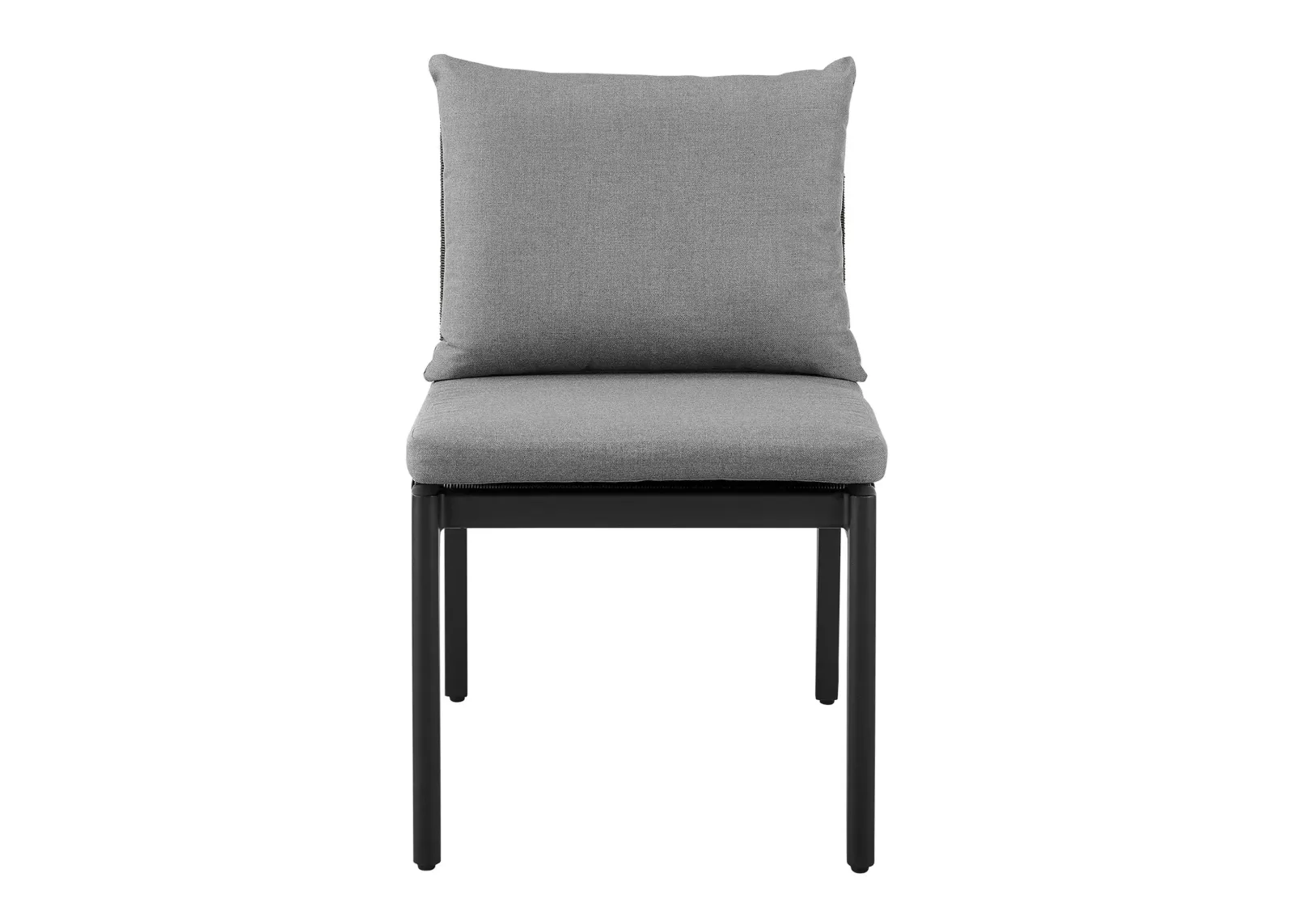 Cayman Outdoor Patio Dining Chairs in Aluminum with Gray Cushions - Set of 2 in Dark Gray by Armen Living