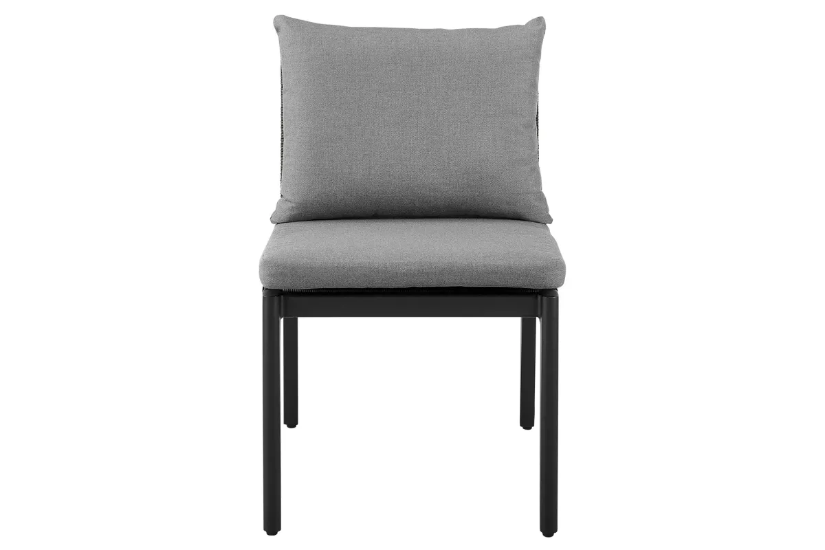 Cayman Outdoor Patio Dining Chairs in Aluminum with Gray Cushions - Set of 2 in Dark Gray by Armen Living