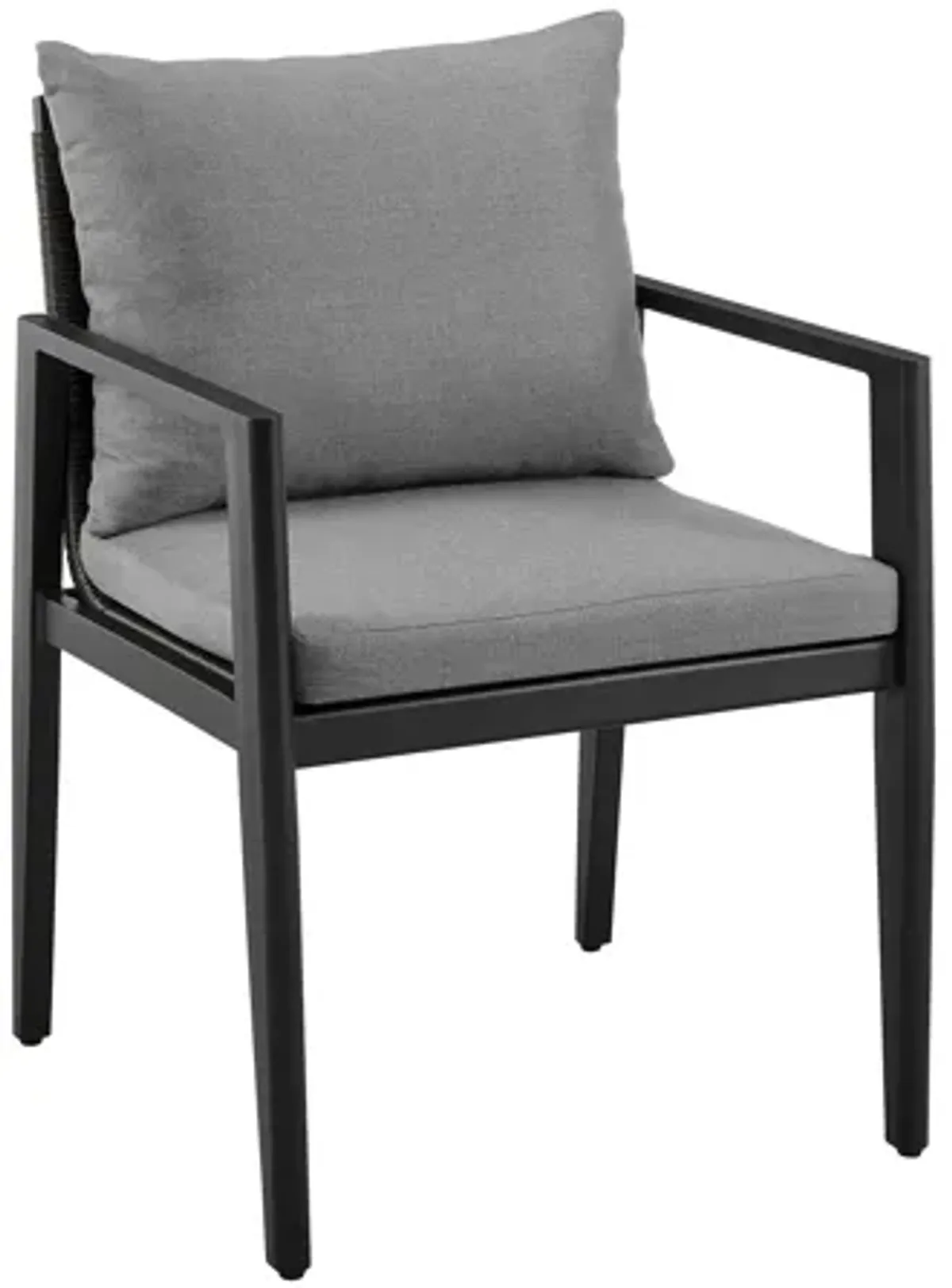 Cayman Outdoor Patio Dining Chairs with Arms in Aluminum with Gray Cushions - Set of 2