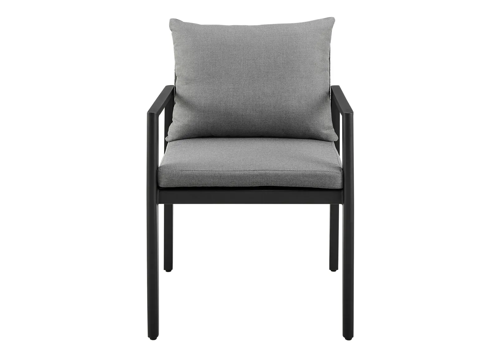 Cayman Outdoor Patio Dining Chairs with Arms in Aluminum with Gray Cushions - Set of 2 in Dark Gray by Armen Living