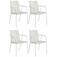 Alicia Arm Chair - Set of 4 in White by Chintaly Imports