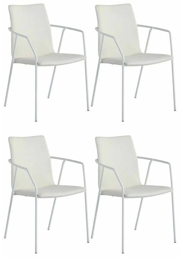Alicia Arm Chair - Set of 4 in White by Chintaly Imports