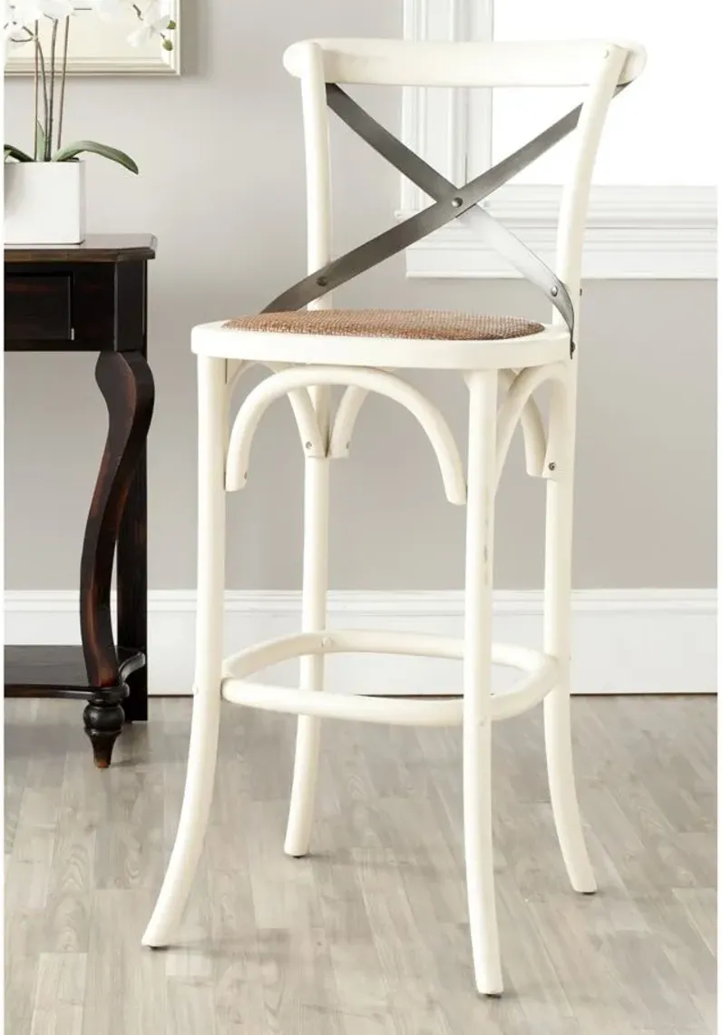 Remi X-Back Bar Stool in Antique White by Safavieh