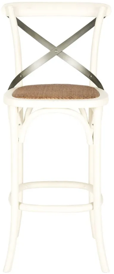 Remi X-Back Bar Stool in Antique White by Safavieh