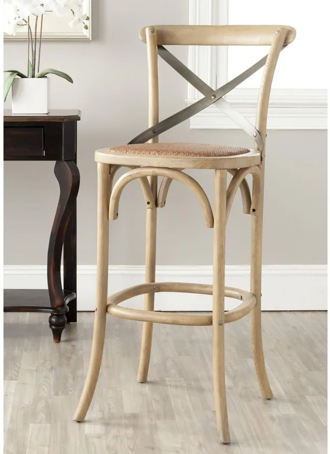 Remi X-Back Bar Stool in Weathered Oak by Safavieh