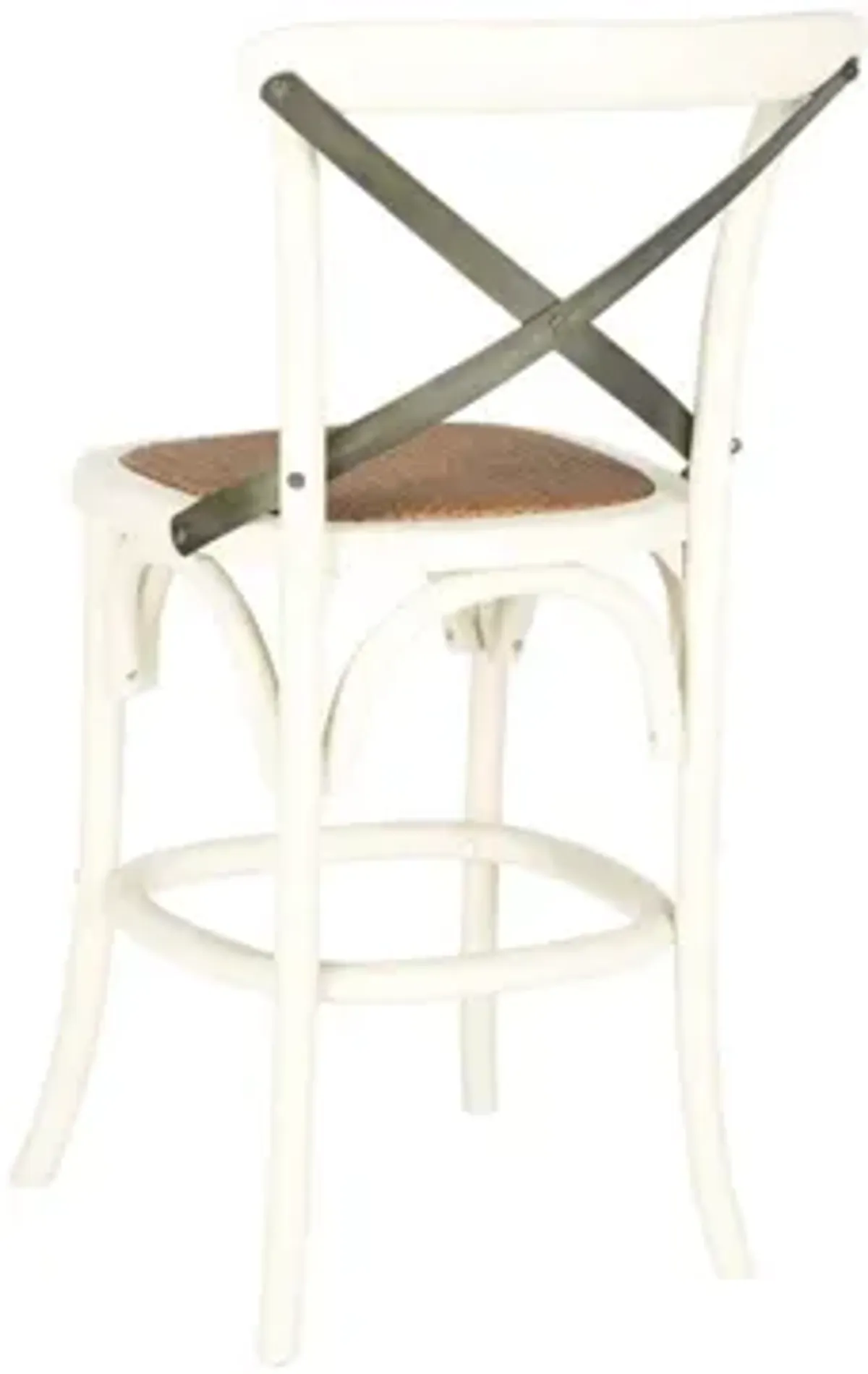 Hallmar X-Back Counter Stool in Antique White by Safavieh