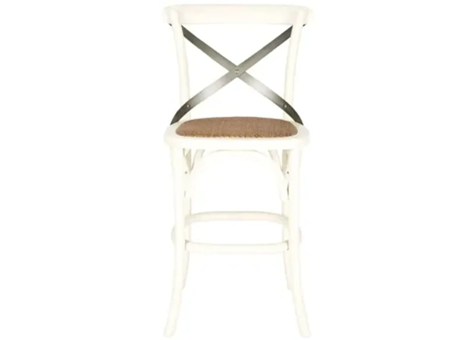 Hallmar X-Back Counter Stool in Antique White by Safavieh