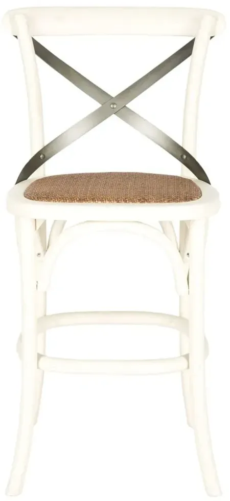 Hallmar X-Back Counter Stool in Antique White by Safavieh