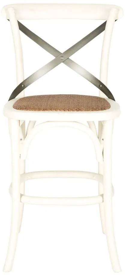 Hallmar X-Back Counter Stool in Antique White by Safavieh