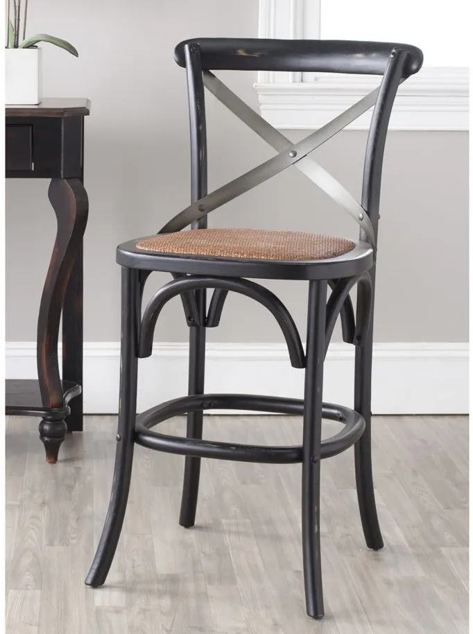 Hallmar X-Back Counter Stool in Black by Safavieh