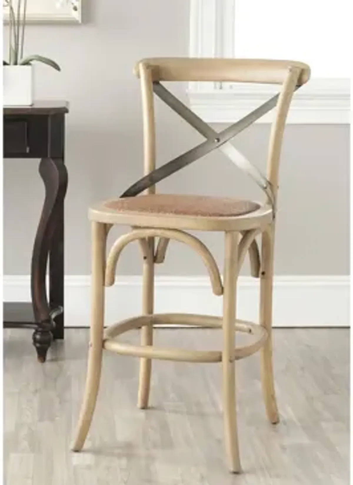 Hallmar X-Back Counter Stool in Weathered Oak by Safavieh