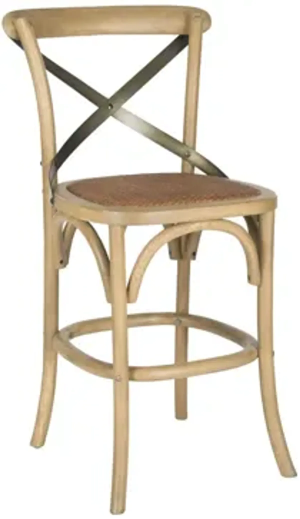 Hallmar X-Back Counter Stool in Weathered Oak by Safavieh