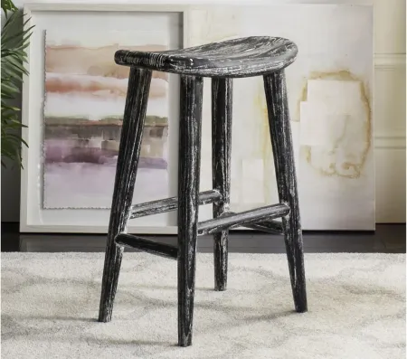 Sydney Wood Counter Stool in Black by Safavieh
